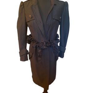 Roberto Cavalier trench coat size Medium black with silver hardware’s